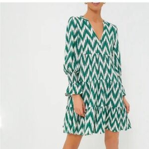 Pomander Place Tuckernuck Green Ikat Kenzo Dress Tiered Swing Skirt Long Sleeve